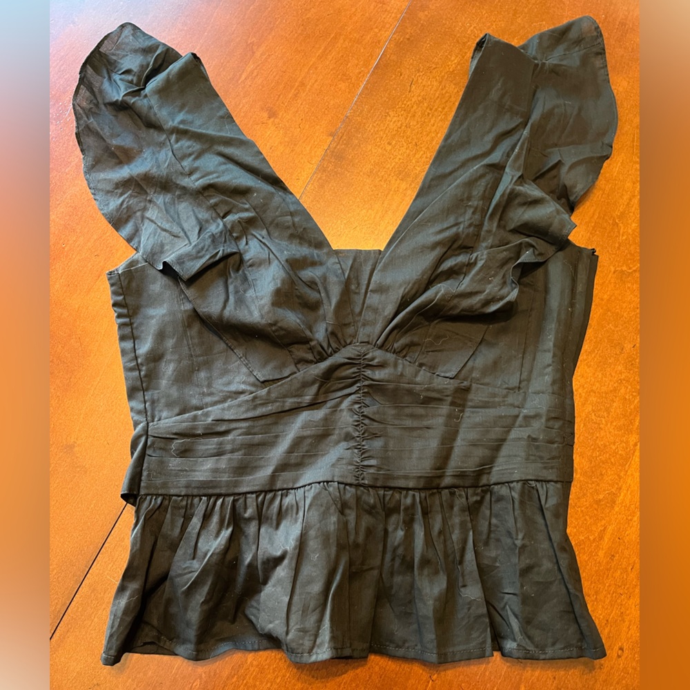 NWT H&M Black Ruffle Crop Top